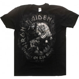 Iron Maiden Unisex T-Shirt: Number of the Beast Grey Tone