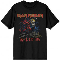 Iron Maiden Unisex T-Shirt: Number of the Beast Run To The Hills Distress