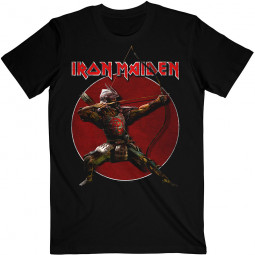 Iron Maiden Unisex T-Shirt: Senjutsu Eddie Archer Red Circle