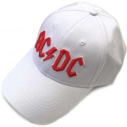 AC/DC Unisex Baseball Cap: Red Logo (White)