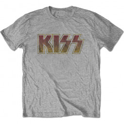 KISS - Unisex T-Shirt: Vintage Classic Logo - grey