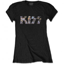 KISS - Ladies T-Shirt: Logo (Diamante)