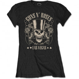 Guns N' Roses - Ladies T-Shirt: Top Hat, Skull & Pistols Las Vegas