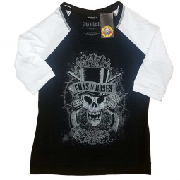 Guns N' Roses - Ladies Raglan T-Shirt: Faded Skull