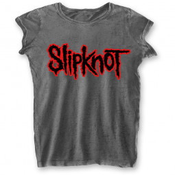 SLIPKNOT - LADIES T-SHIRT: LOGO (BURNOUT)
