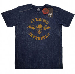 Avenged Sevenfold Unisex T-Shirt: Logo (Wash Collection) - TRIKO blue