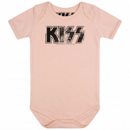 KISS (Distressed Logo) - Baby bodysuit - pale pink - black