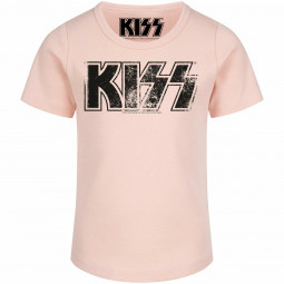 KISS (Distressed Logo) - Girly shirt - pale pink - black