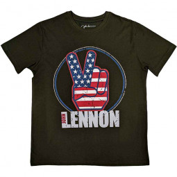 JOHN LENNON - PEACE FINERS US FLAG (MILITARY GREEN) - TRIKO