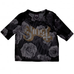 GHOST - LOGO & ROSES (MESH) (CROP TOP) (GIRLIE) - TRIKO